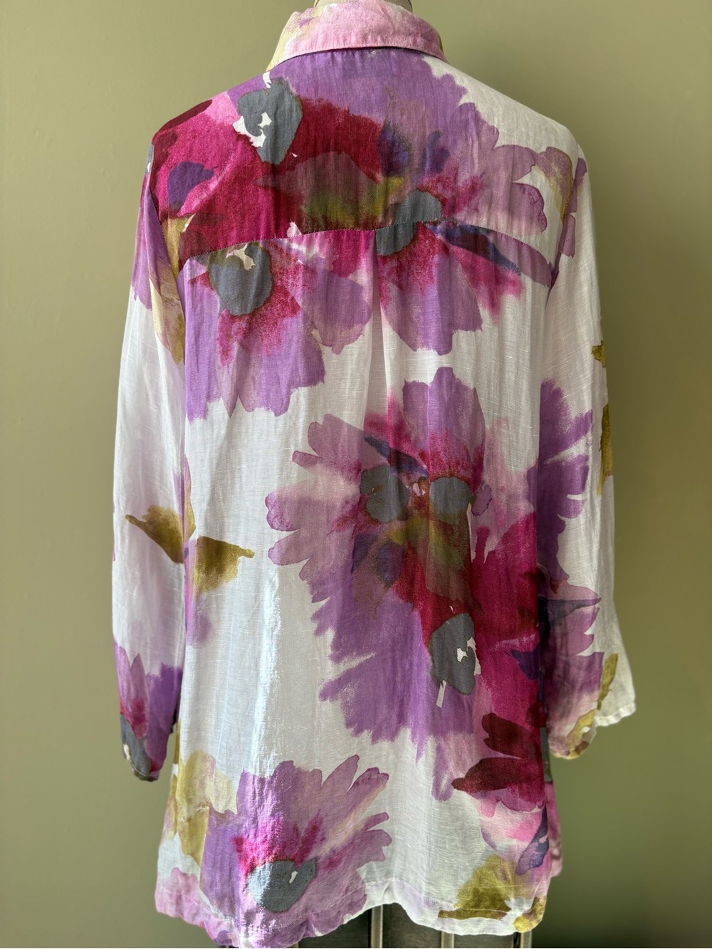 Habitat Pink Purple Floral Button-Down Shirt linen sz s - Picture 6 of 11